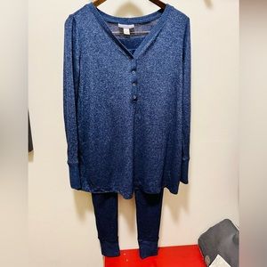 Motherhood Maternity Women's Maternity Henley Sleep Knit Top and Leggings - SM